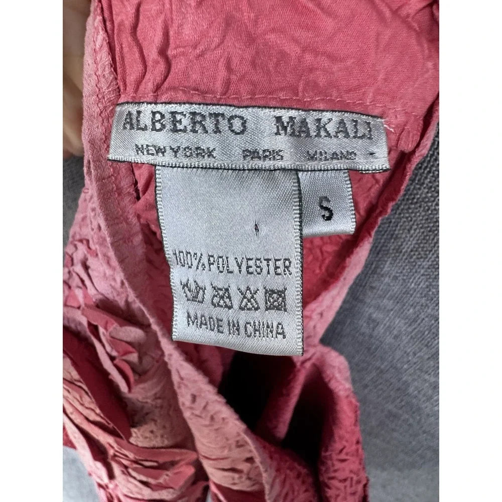 Alberto Makali Pink 3D Floral Rosette Textured Top Small Feminine Artsy Designer - Picture 5 of 5